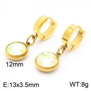 Korean fashion stainless steel jewel set pendant flat ear buckle - KE109759-Z