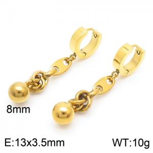 Korean fashion stainless steel bead tassel pendant flat ear buckle - KE109771-Z