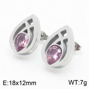 Silver-Plated pear-Shaped Lightweight Women's Stud Earrings With Gemstones - KE109780-KLX