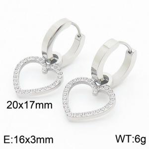 Silver-plated Heart Lightweight Dangle Huggie Earrings for Women Bezel Set Multi CZ - KE109782-KLX