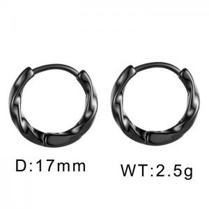 Stainless steel European and American fashion irregular twisted temperament black earrings - KE109792-WGMW