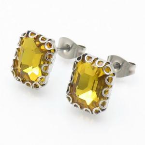 Women Elegant Square Stainless Steel&Yellow Stone Earrings - KE109841-FA