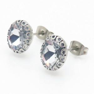 Women Elegant Round Stainless Steel&Translucent Stone Earrings - KE109844-FA