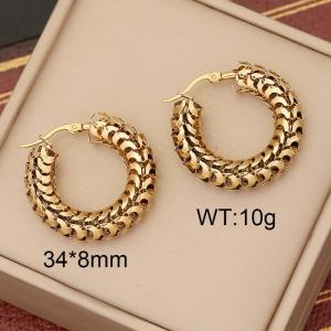 European and American fashion stainless steel circular creative hollow jewelry gold earrings - KE109912-WGYB