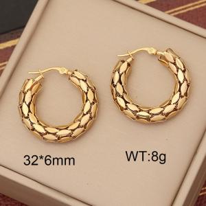 European and American fashion stainless steel special shaped hollowed out women's jewelry gold earrings - KE109915-WGYB