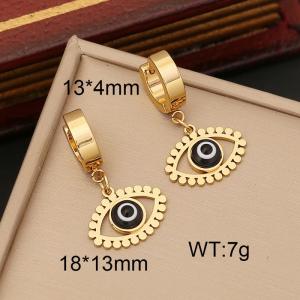 Stainless steel minimalist fashion hanging Devil's Eye pendant gold earrings - KE109920-WGYB