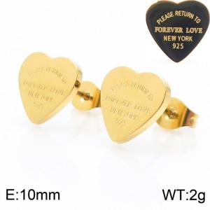 10MM Heart Shape Stainless Steel Earrings With Letters Gold Color - KE110017-KLX