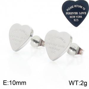 10MM Heart Shape Stainless Steel Earrings With Letters Silver Color - KE110019-KLX