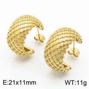 Chunky Stainless Steel Gold Hoop Earrings - KE110093-KFC