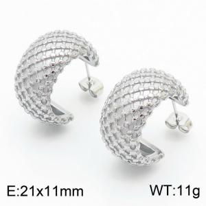 Chunky Stainless Steel Silver Hoop Earrings - KE110094-KFC