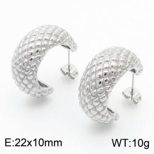 Chunky Stainless Steel Silver Hoop Earrings - KE110096-KFC