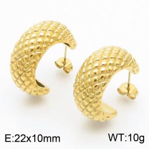 Chunky Stainless Steel Gold Hoop Earrings - KE110097-KFC