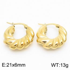 Chunky Stainless Steel Gold Hoop Earrings - KE110099-KFC