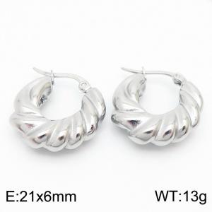 Chunky Stainless Steel Silver Hoop Earrings - KE110101-KFC