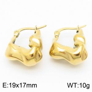 Chunky Stainless Steel Gold Hoop Earrings - KE110102-KFC