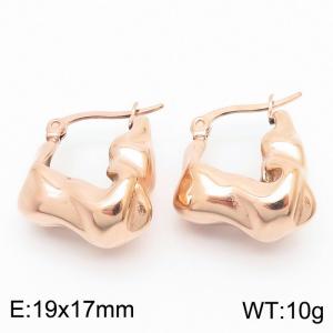 Chunky Stainless Steel Rose Gold Hoop Earrings - KE110103-KFC