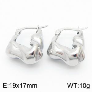 Chunky Stainless Steel Silver Hoop Earrings - KE110104-KFC