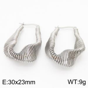 Special Design Irregular Twisted Hollow Earrings For Women Minimalist Polished Stainless Steel Wave Jewelry - KE110137-KFC