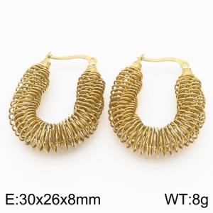 Special Design Irregular Twisted Hollow Earrings For Women Minimalist Polished Stainless Steel Wire Mesh Jewelry - KE110138-KFC