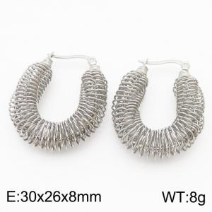 Special Design Irregular Twisted Hollow Earrings For Women Minimalist Polished Stainless Steel Wire Mesh Jewelry - KE110139-KFC