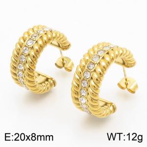 Stainless Steel Semi-Circular Zirconia Stud Earrings Gift for Women - KE110152-KFC