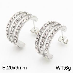 Stainless Steel Semi-Circular Zirconia Stud Earrings Gift for Women - KE110153-KFC