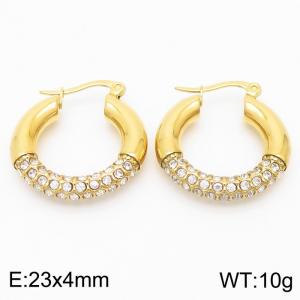 Stainless Steel Zirconia Round Hollow Earrings for Women Wedding Party Jewelery Gift - KE110162-KFC