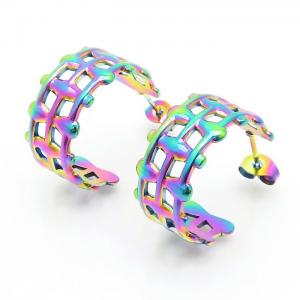 Fashionable titanium steel open color earrings - KE110168-LM