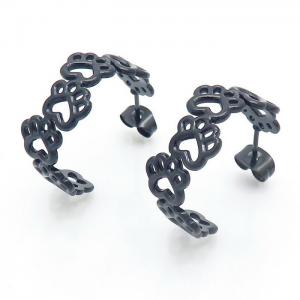 Fashionable titanium steel open black earrings - KE110170-LM