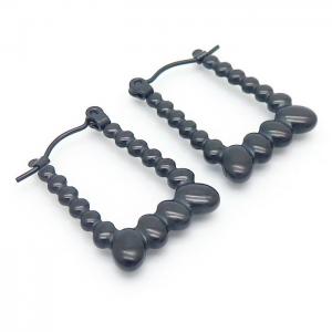 Titanium steel rectangular black earrings - KE110184-LM