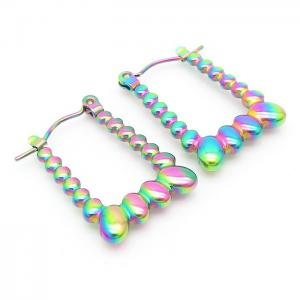 Titanium steel rectangular colored earrings - KE110187-LM
