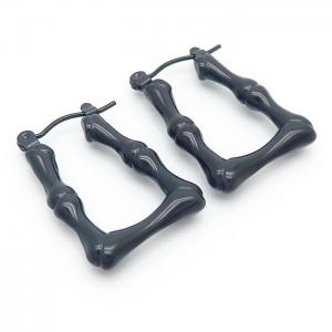 Titanium Steel Bamboo Knot Black Earrings - KE110196-LM