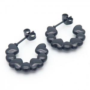 Circled Love Titanium Steel Black Earrings - KE110207-LM