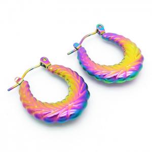 Geometric textured titanium steel colored earrings - KE110210-LM