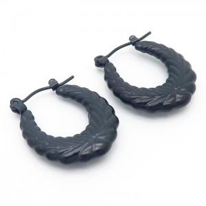 Geometric textured titanium steel black earrings - KE110212-LM