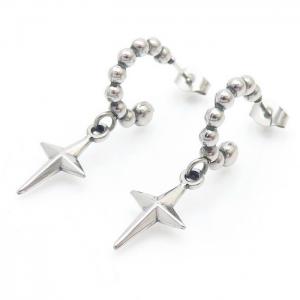 Vintage Titanium Steel Cross Star Steel Color Earrings - KE110213-LM