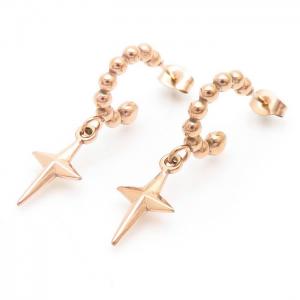 Vintage Titanium Steel Cross Star Rose Gold Earrings - KE110214-LM