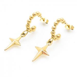 Vintage Titanium Steel Cross Star Gold Earrings - KE110215-LM