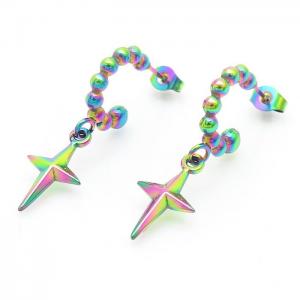 Vintage Titanium Steel Cross Star Colored Earrings - KE110217-LM