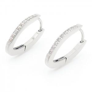 CNC Zircon V Design Earring For Women Stainless Steel 304 Silver Color - KE110237-YX