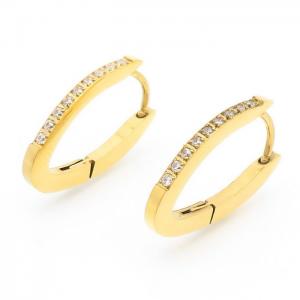 CNC Zircon V Design Earring For Women Stainless Steel 304 Gold Color - KE110238-YX