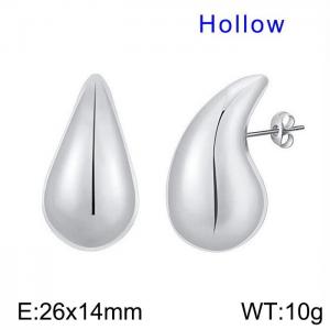 European and American stainless steel simple water droplet shaped glossy women's fashionable silver earrings - KE110261-KFC
