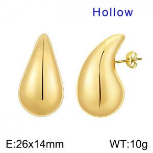 European and American stainless steel simple water droplet shaped glossy women's fashionable gold earrings - KE110262-KFC