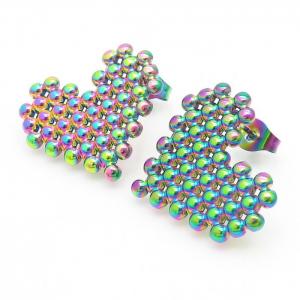 Unque Heart Charm Stud Earring Women Stainless Steel 304 Rainbow Color - KE110286-LM