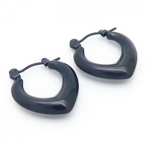 V Charm Shiny Earring Women Stainless Steel 304 Black Color - KE110291-LM