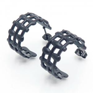 Barrier C Stud Earring Women Stainless Steel 304 Black Color - KE110309-LM