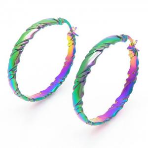 Round Hoop Earring Women Stainless Steel 304 Rainbow Color - KE110316-LM
