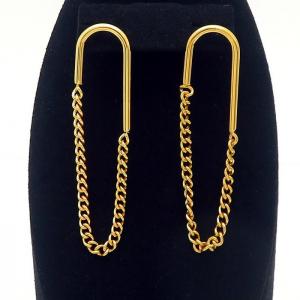 Specially designed stainless steel gold color hollow earrings give women simple connected chain jewelry - KE110329-HF