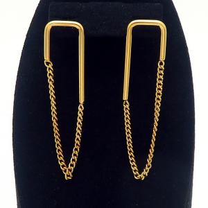 Specially designed stainless steel gold color hollow earrings give women simple connected chain jewelry - KE110330-HF