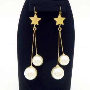 Gold Color Star Round Pearl Tassel Earrings for Women Stainless Stee  Wedding Party Jewelry - KE110340-HF